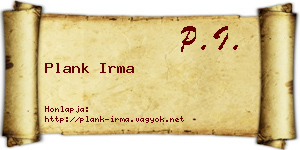 Plank Irma névjegykártya